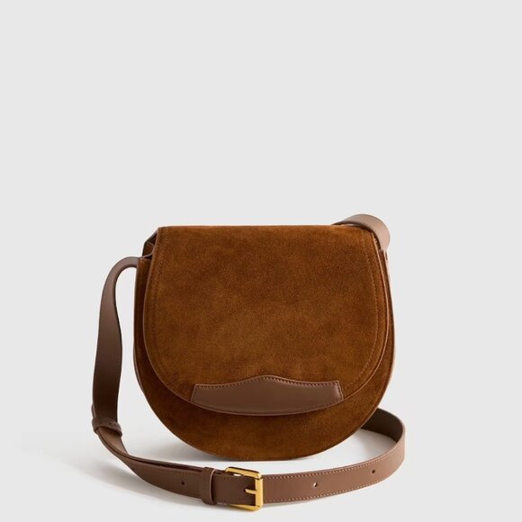 Quince Italian Suede Saddle Bag NEW - Picture 2 of 9